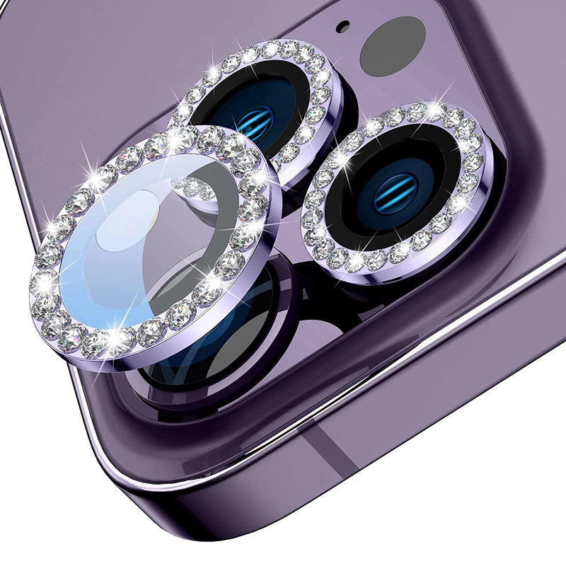 محافظ لنز دوربین بادیگارد مدل رینگی نگین دار مناسب برای گوشی موبایل اپل iPhone 14 Pro / 14 Pro Max